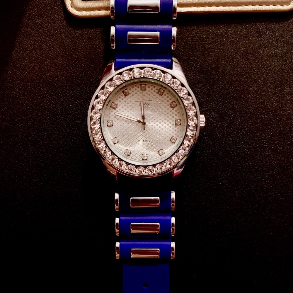Techno Pave Royal Blue Quartz Men Women Watch